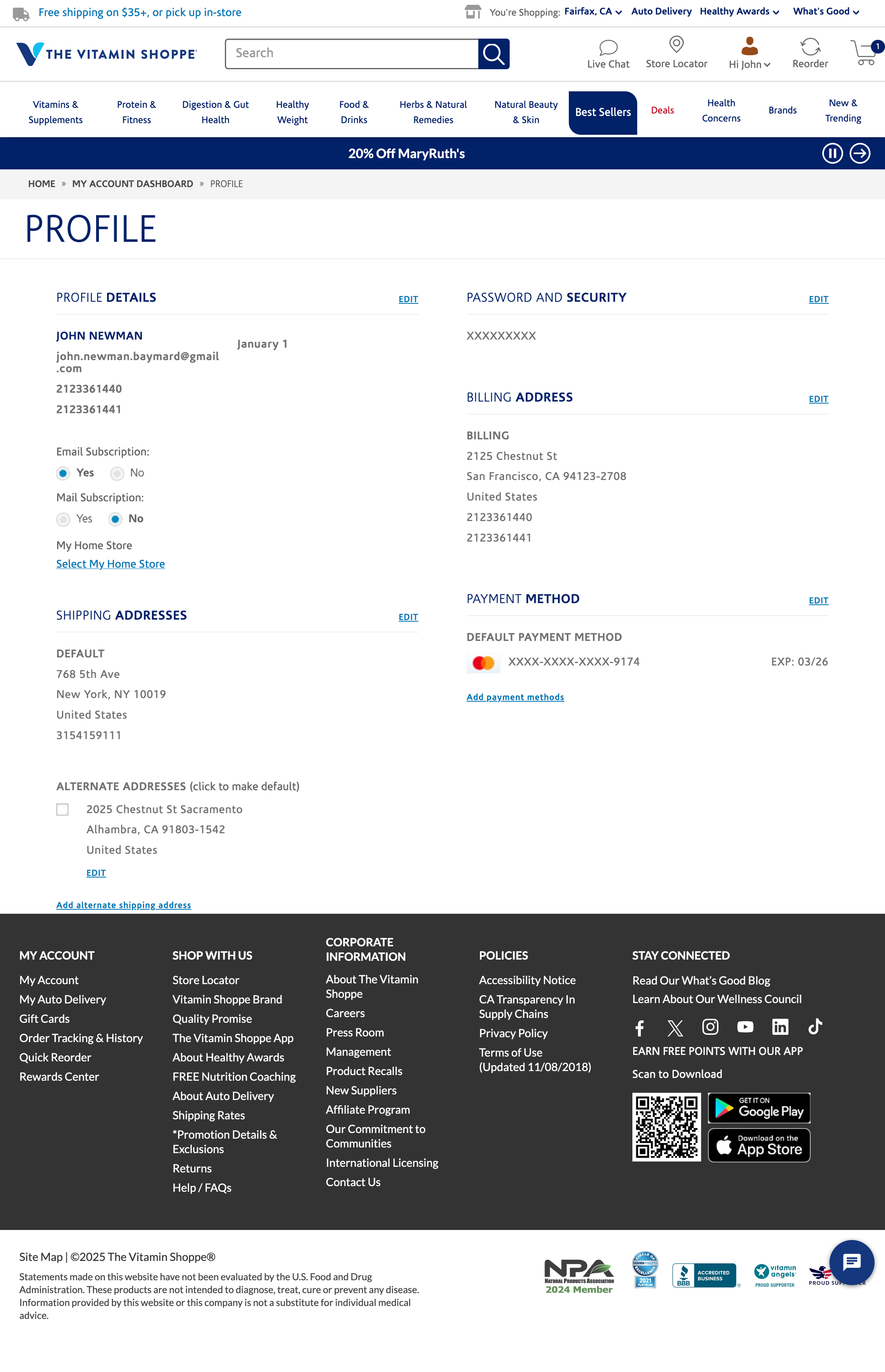 Desktop screenshot of The Vitamin Shoppe