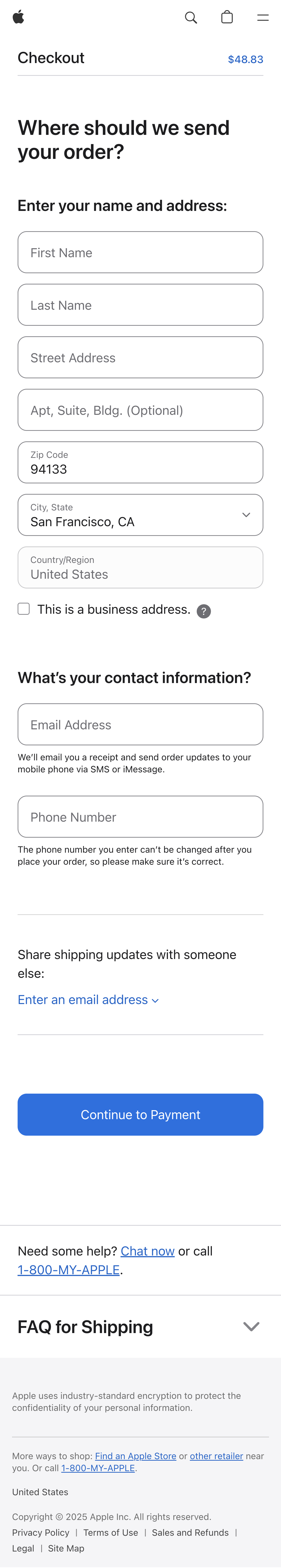 Mobile screenshot of Apple