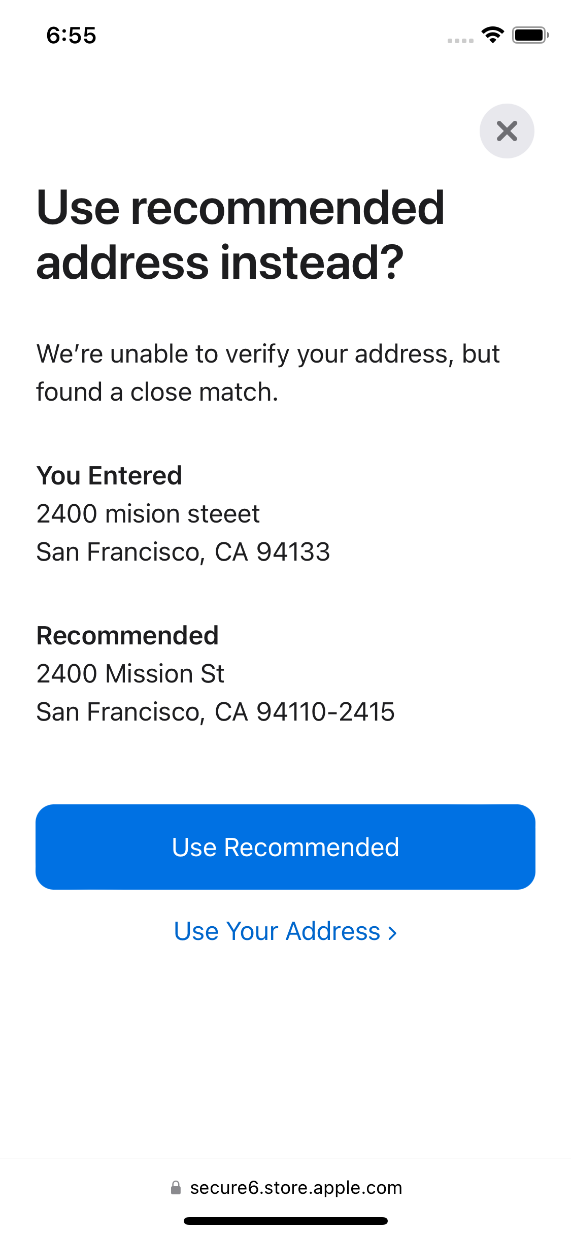Mobile screenshot of Apple