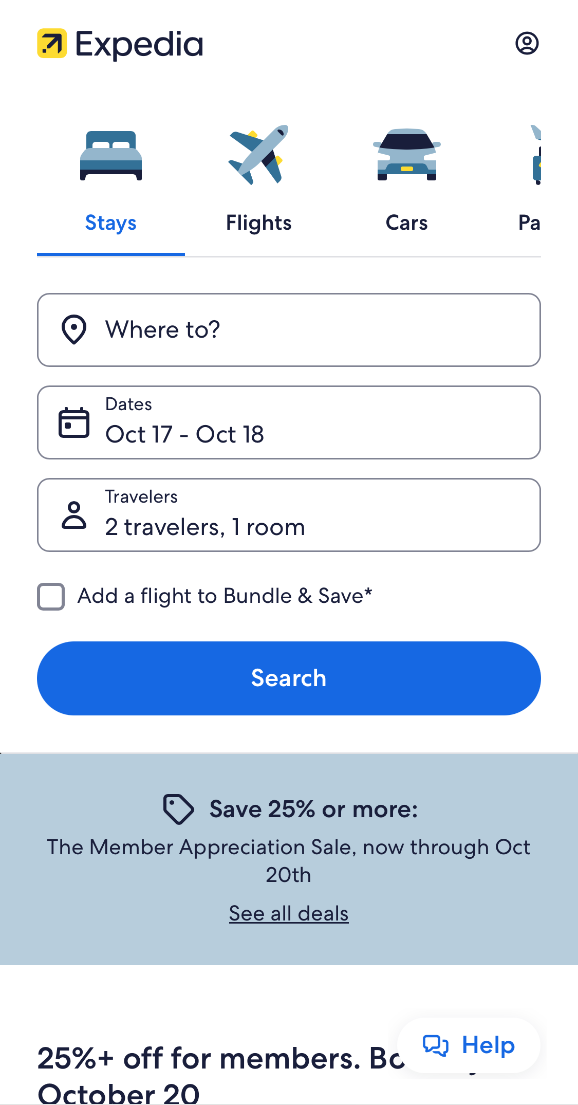 Mobile screenshot of Expedia