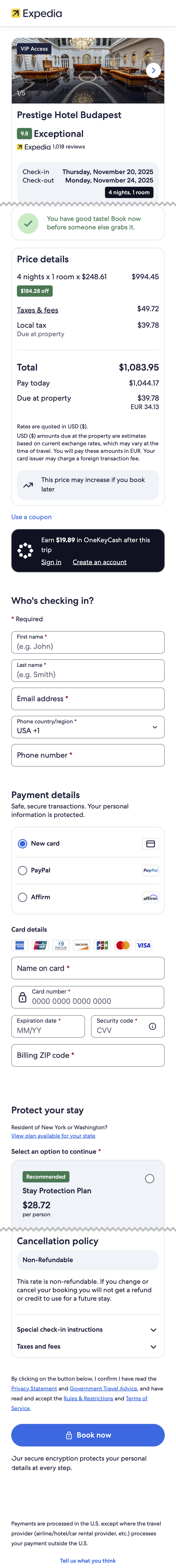 Mobile screenshot of Expedia