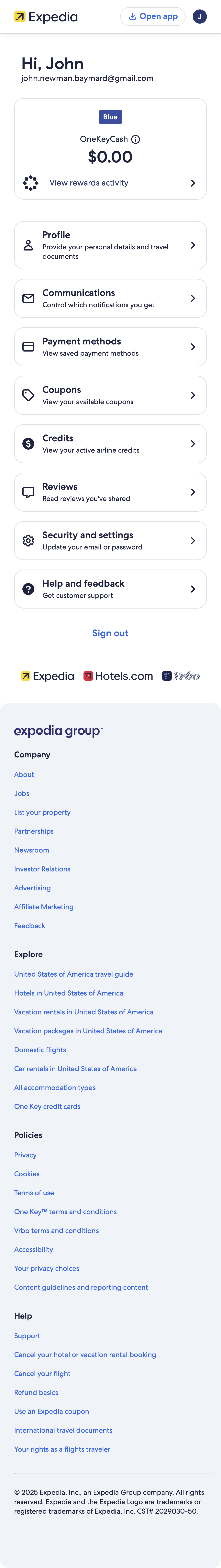 Mobile screenshot of Expedia