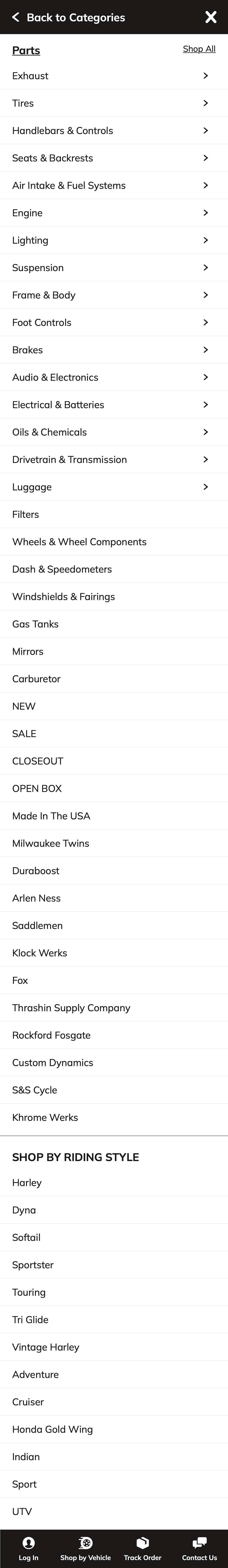 Mobile screenshot of J&P Cycles