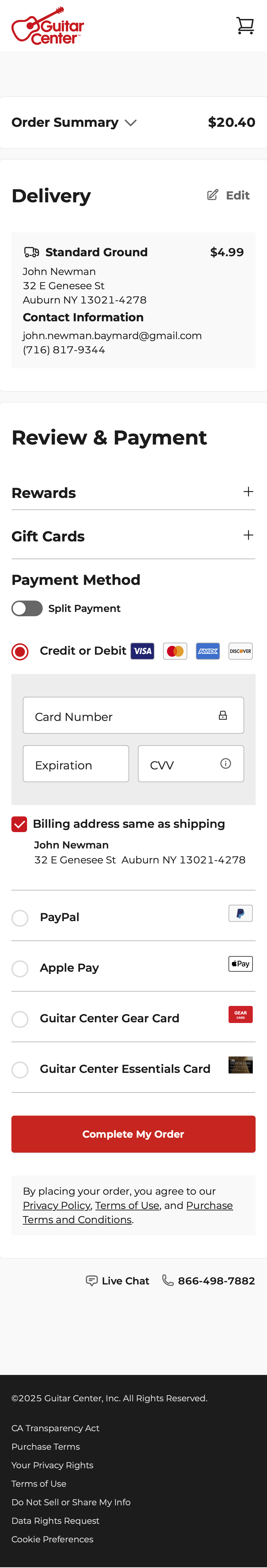 Mobile screenshot of Guitar Center