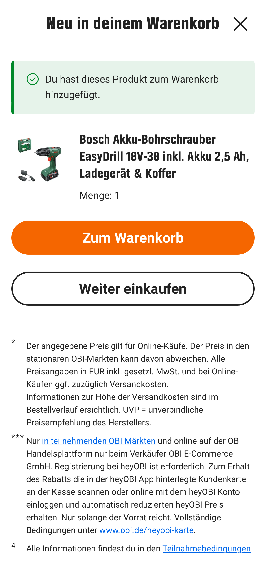 Mobile screenshot of OBI