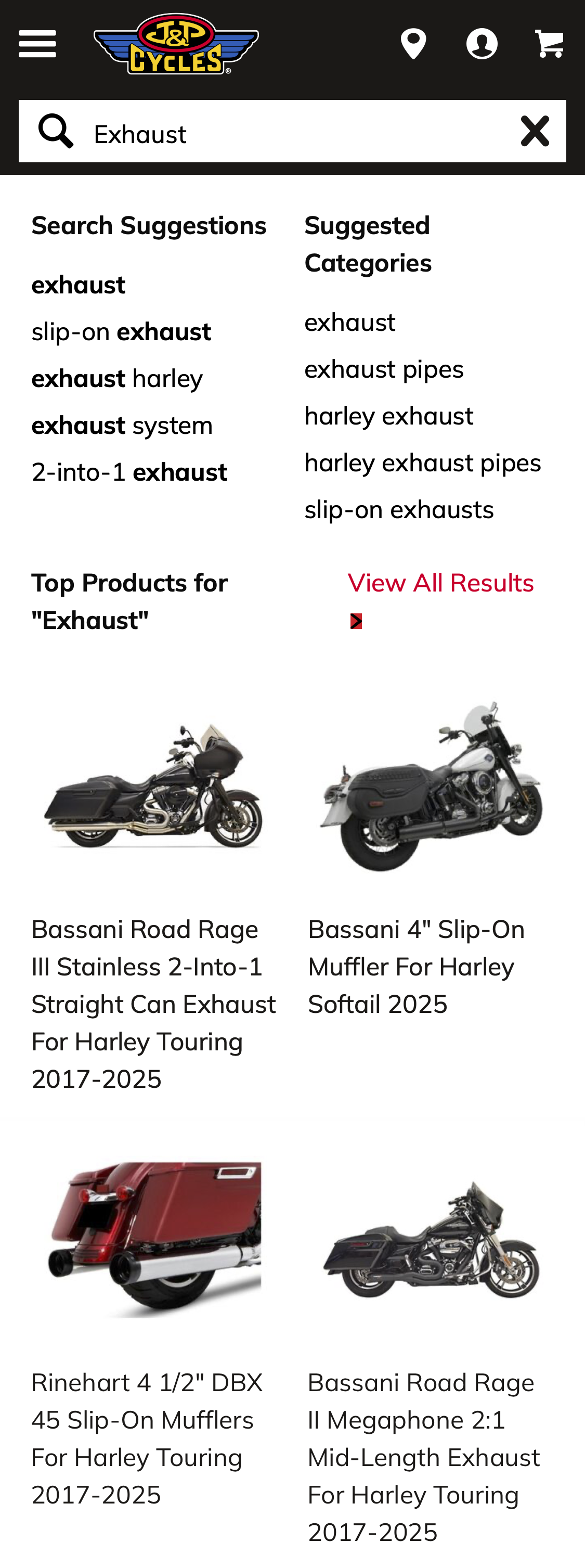 Mobile screenshot of J&P Cycles