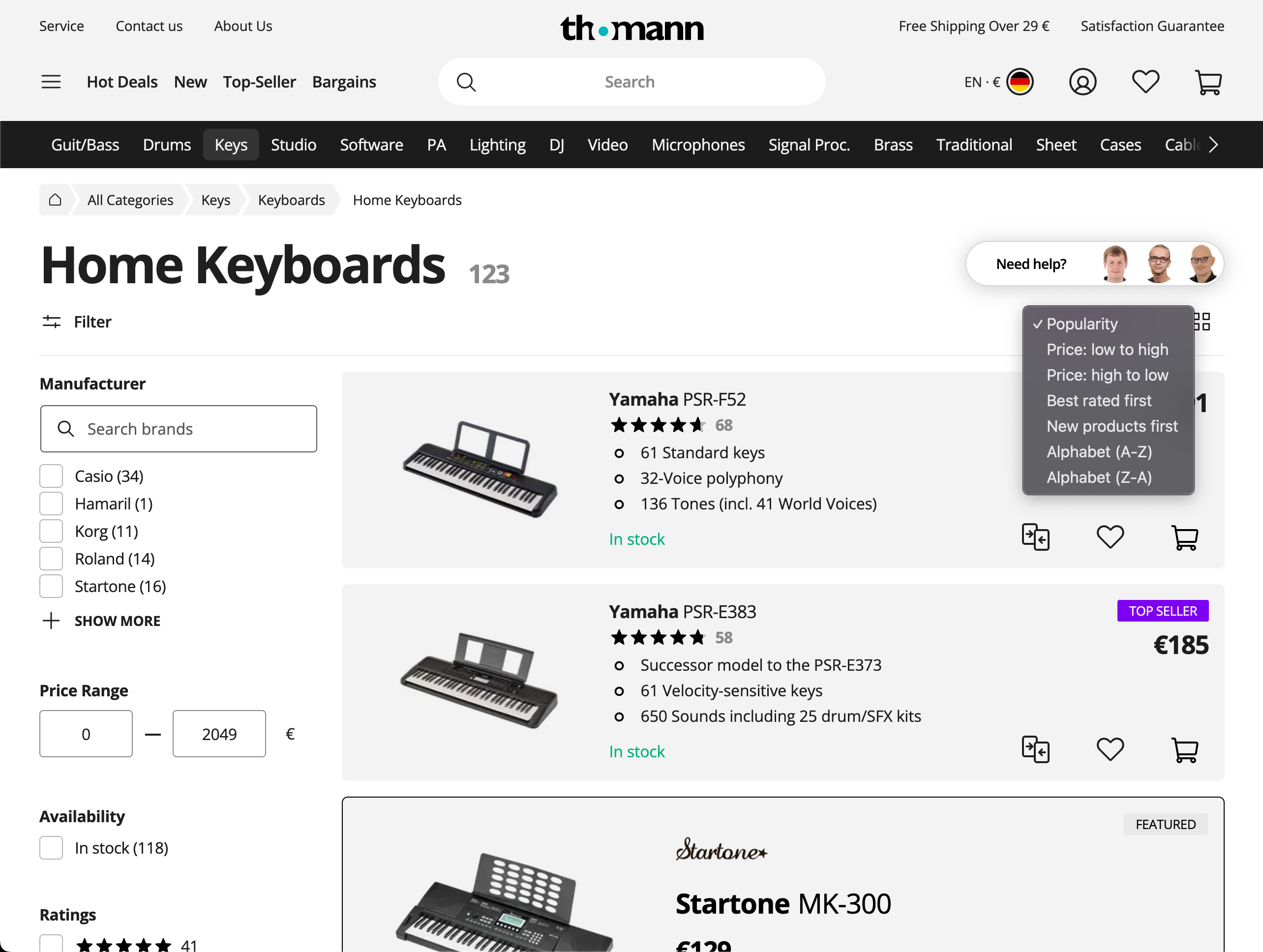Desktop screenshot of Thomann