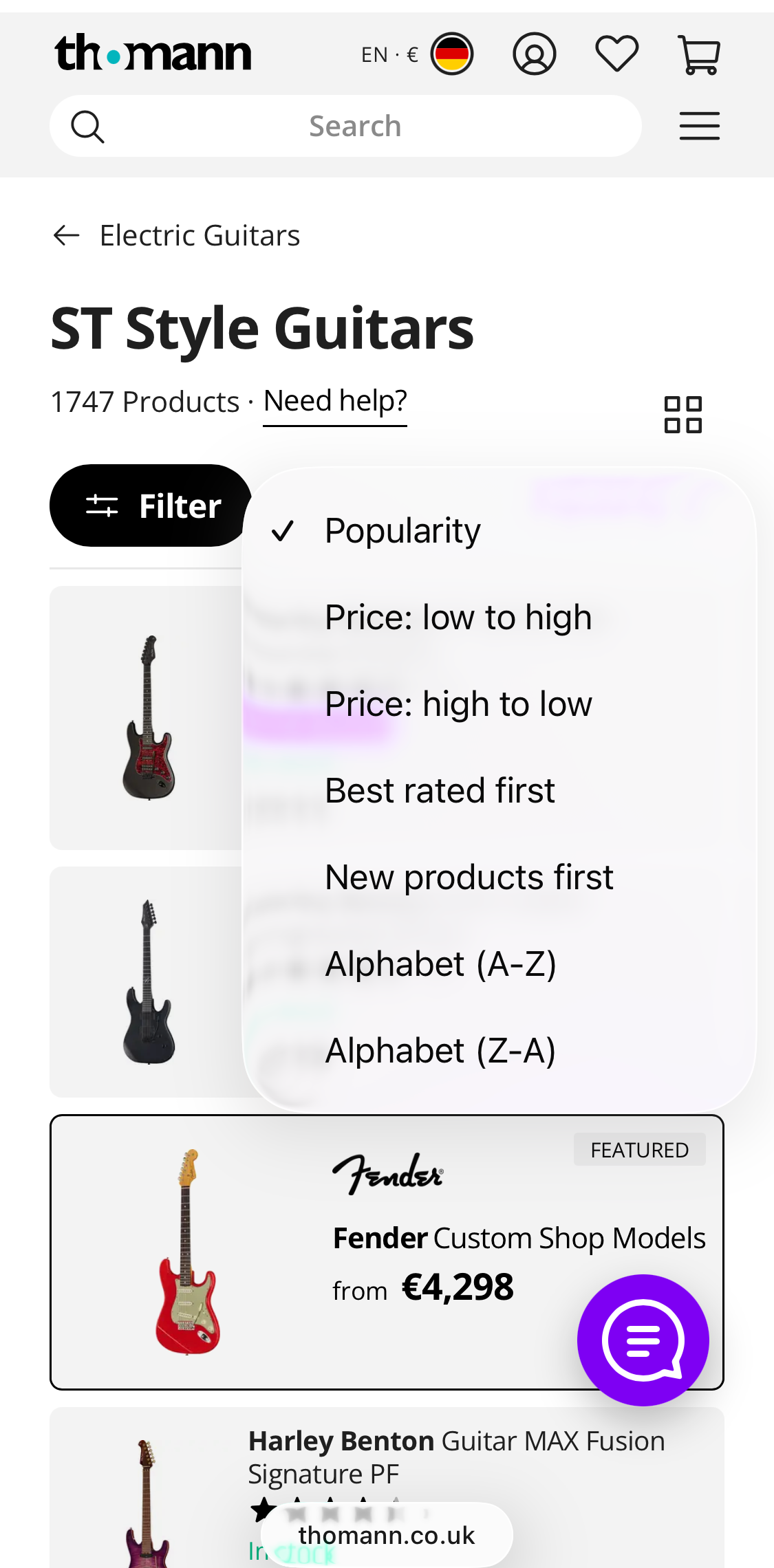 Mobile screenshot of Thomann