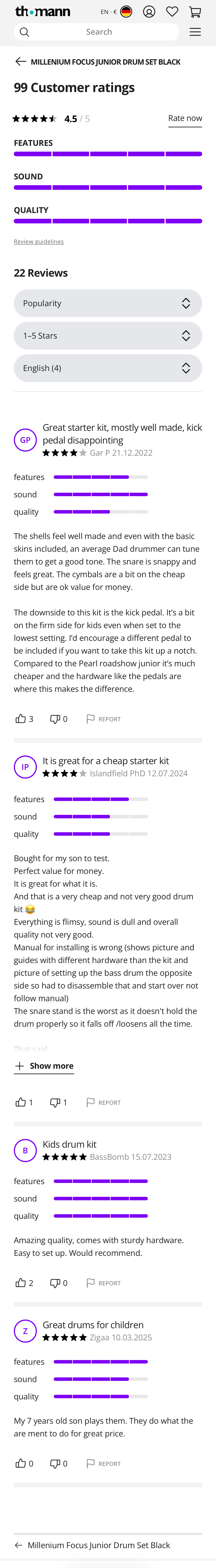 Mobile screenshot of Thomann