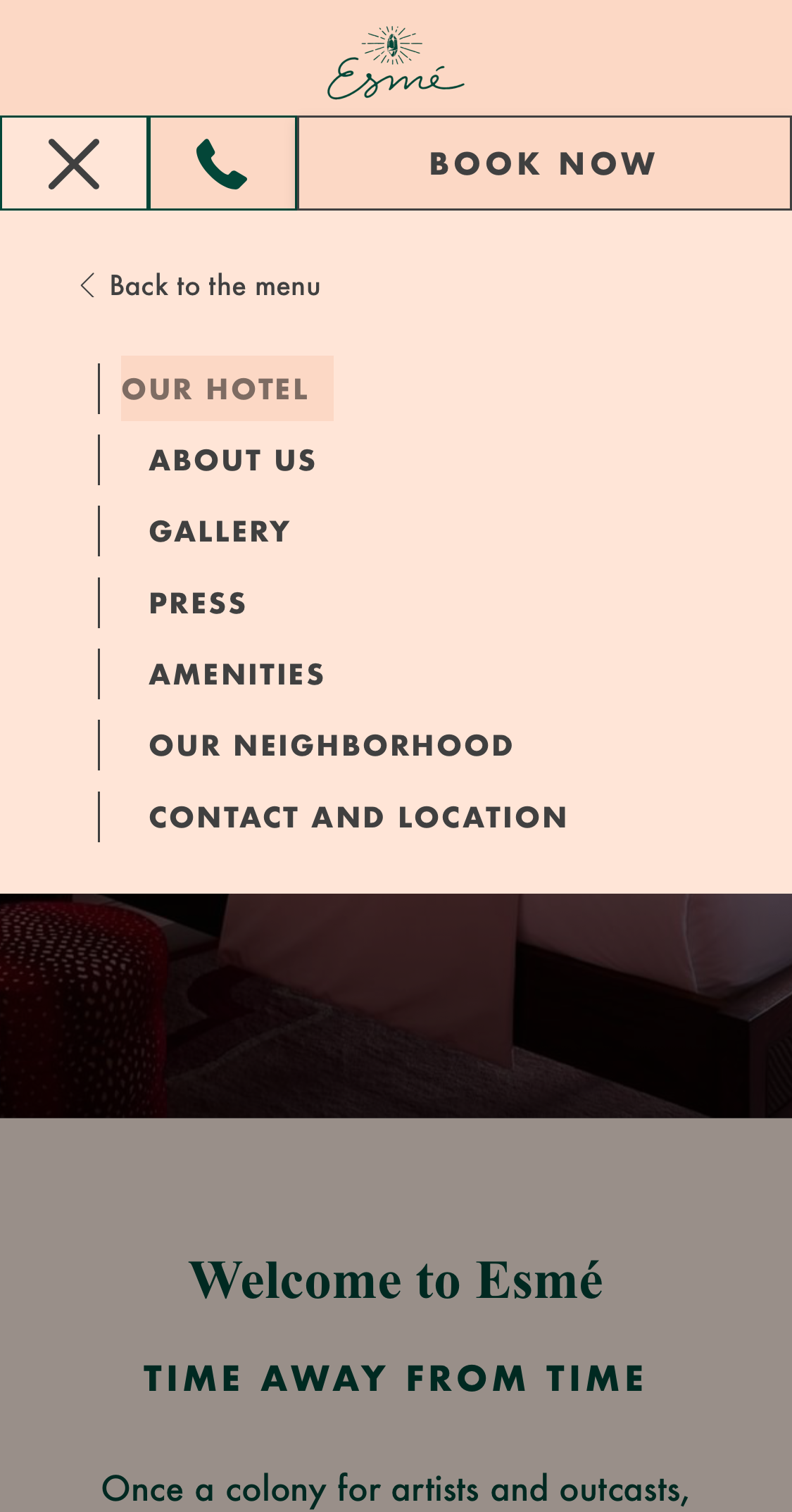 Mobile screenshot of Esmé Hotel