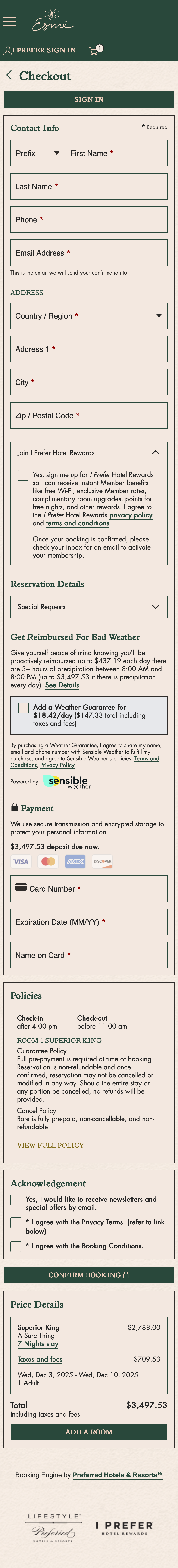 Mobile screenshot of Esmé Hotel