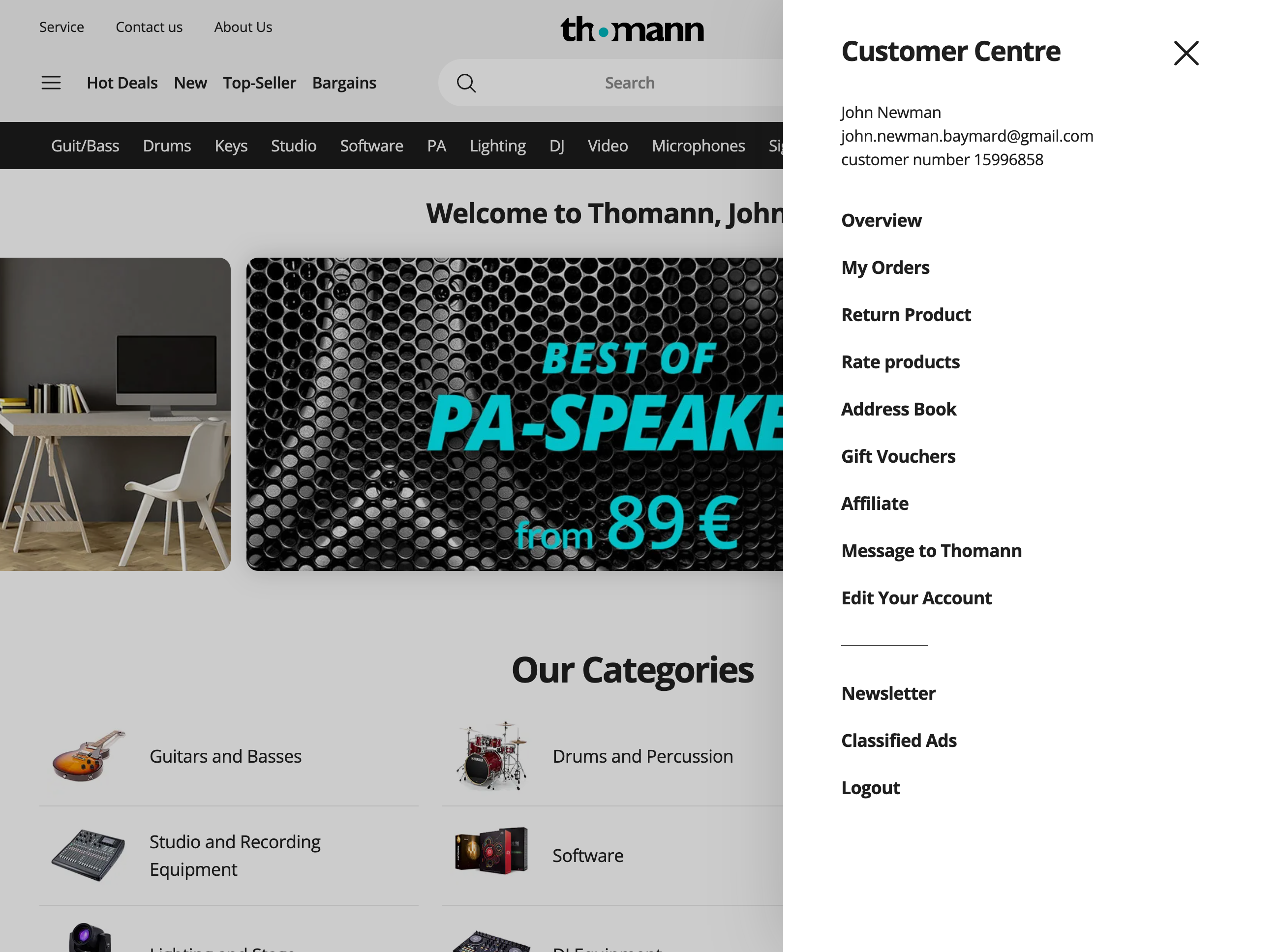 Desktop screenshot of Thomann