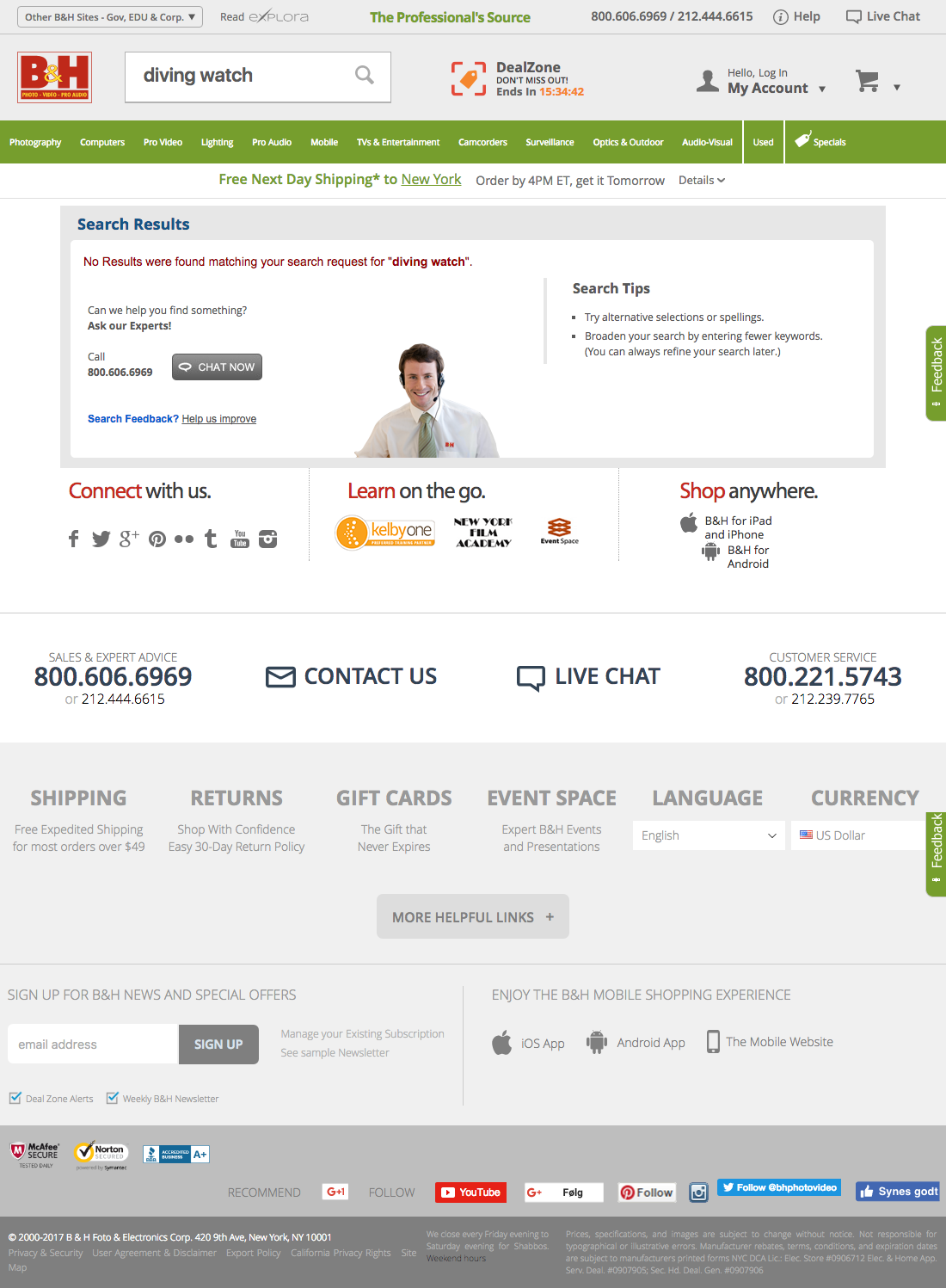 Desktop screenshot of B&H Photo