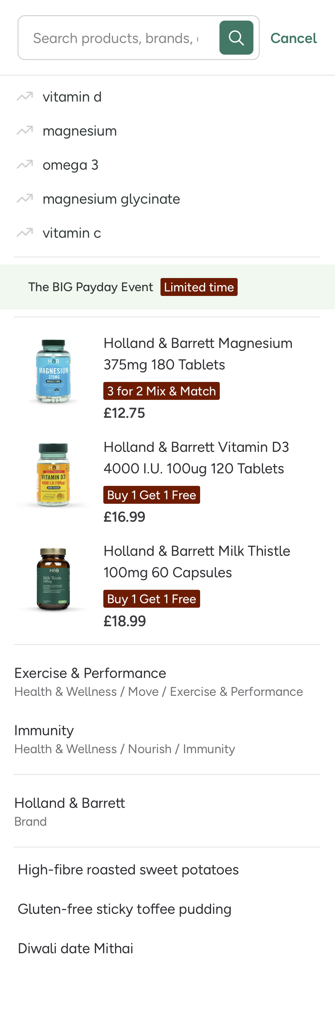Mobile screenshot of Holland & Barrett