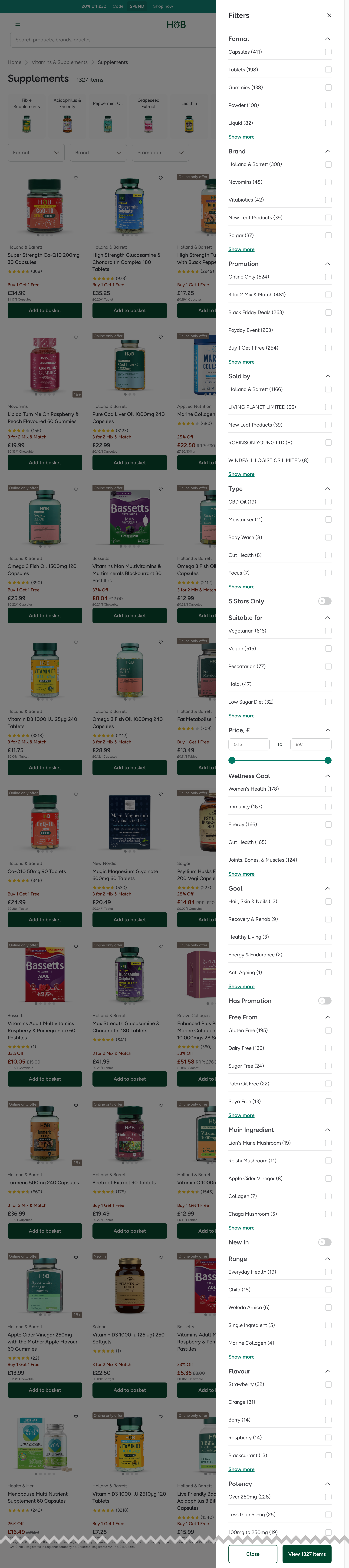 Desktop screenshot of Holland & Barrett