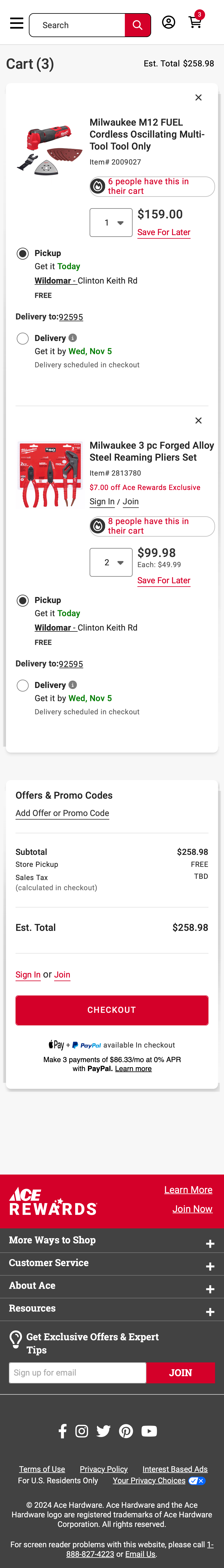 Mobile screenshot of Ace Hardware
