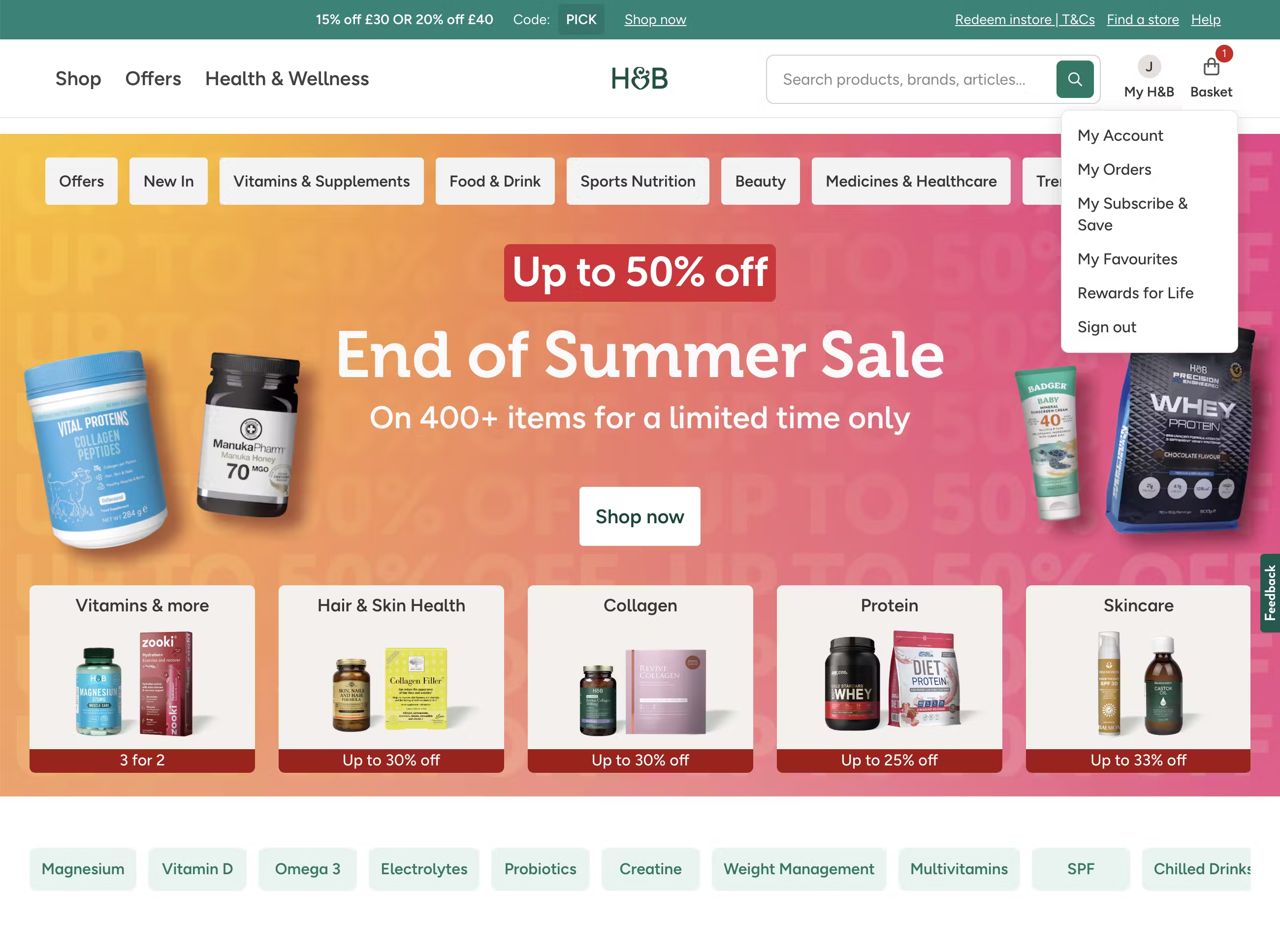 Desktop screenshot of Holland &amp; Barrett