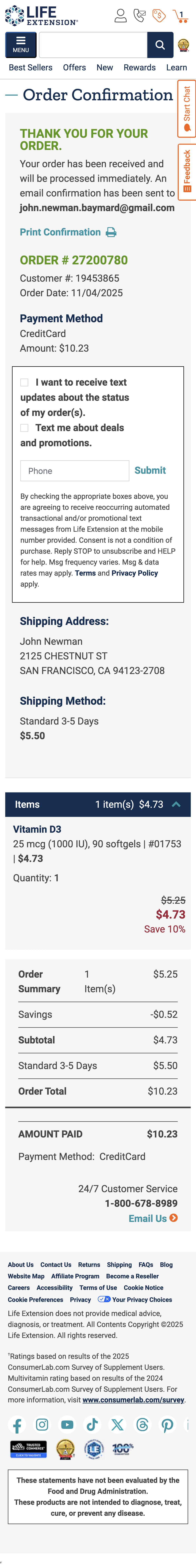 Mobile screenshot of Life Extension