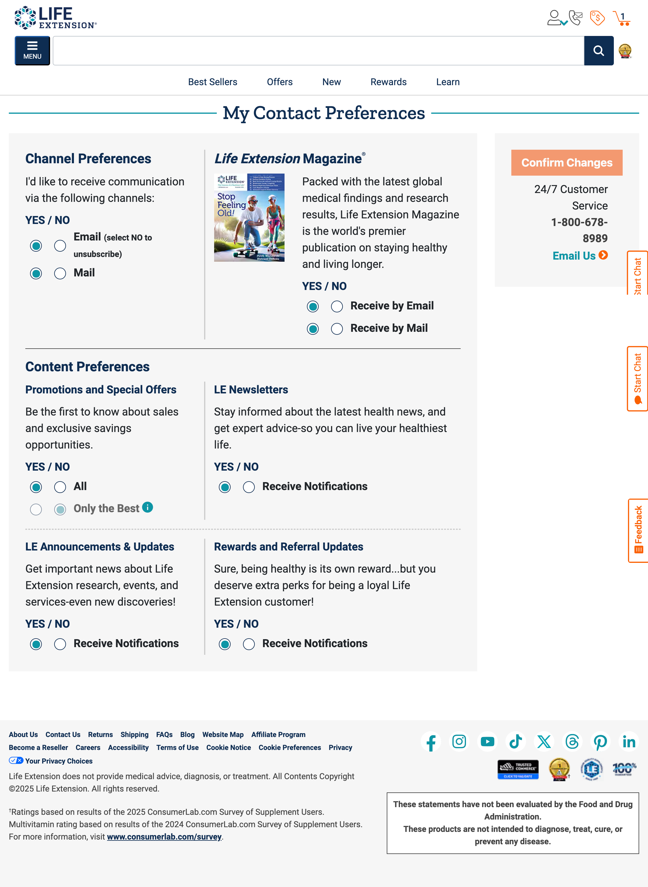 Desktop screenshot of Life Extension