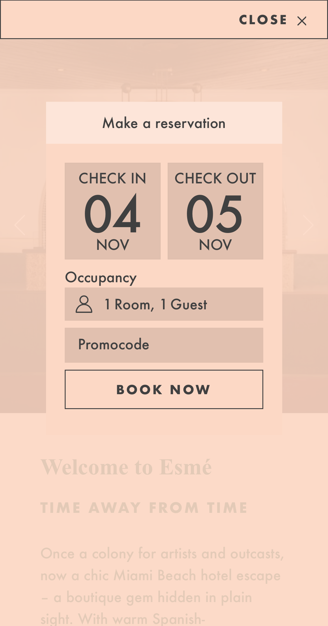 Mobile screenshot of Esmé Hotel