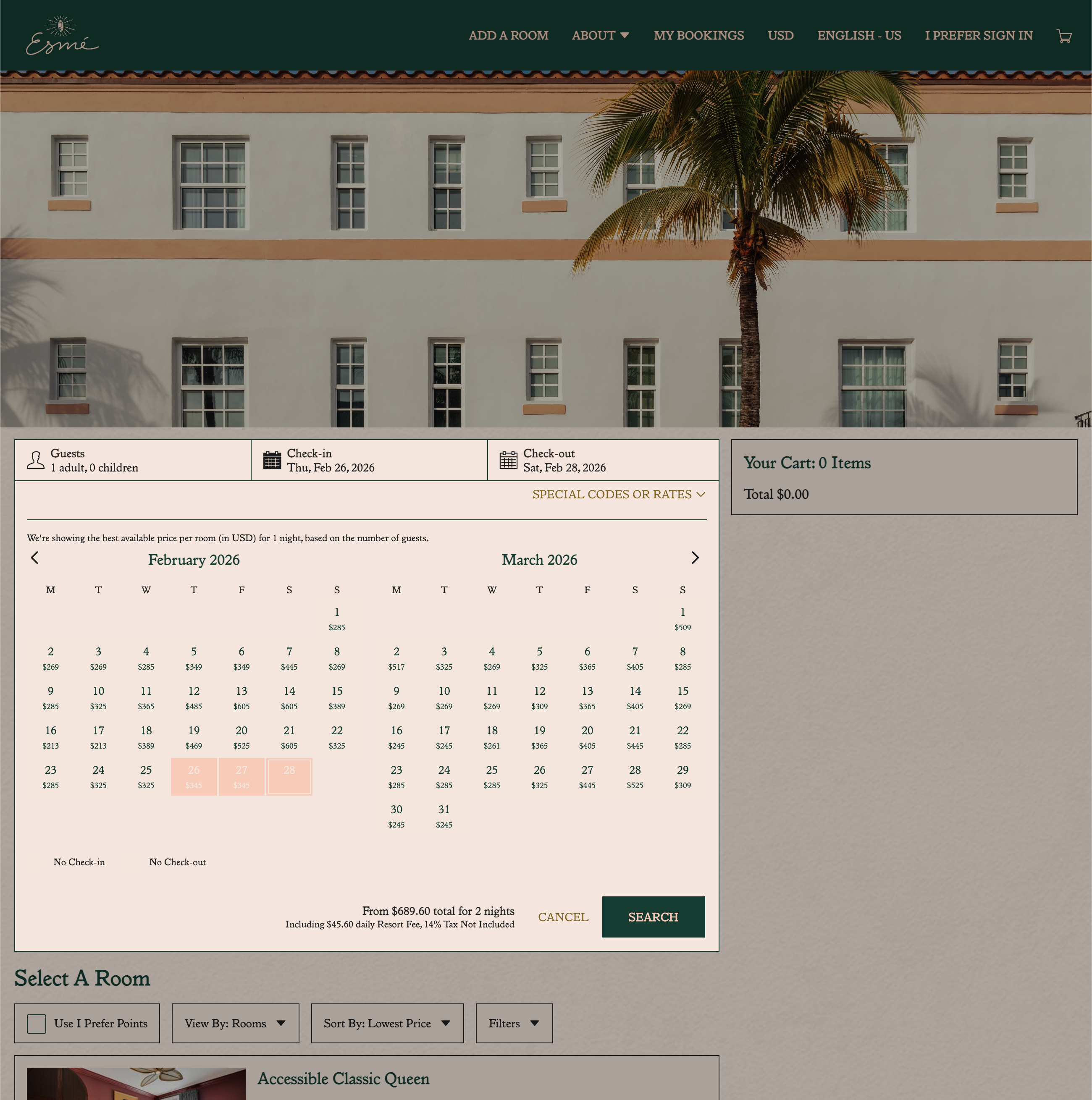 Desktop screenshot of Esmé Hotel