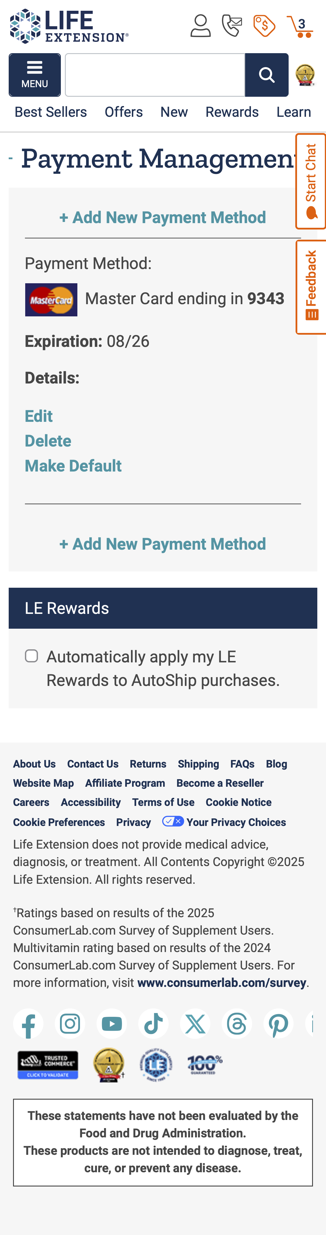 Mobile screenshot of Life Extension
