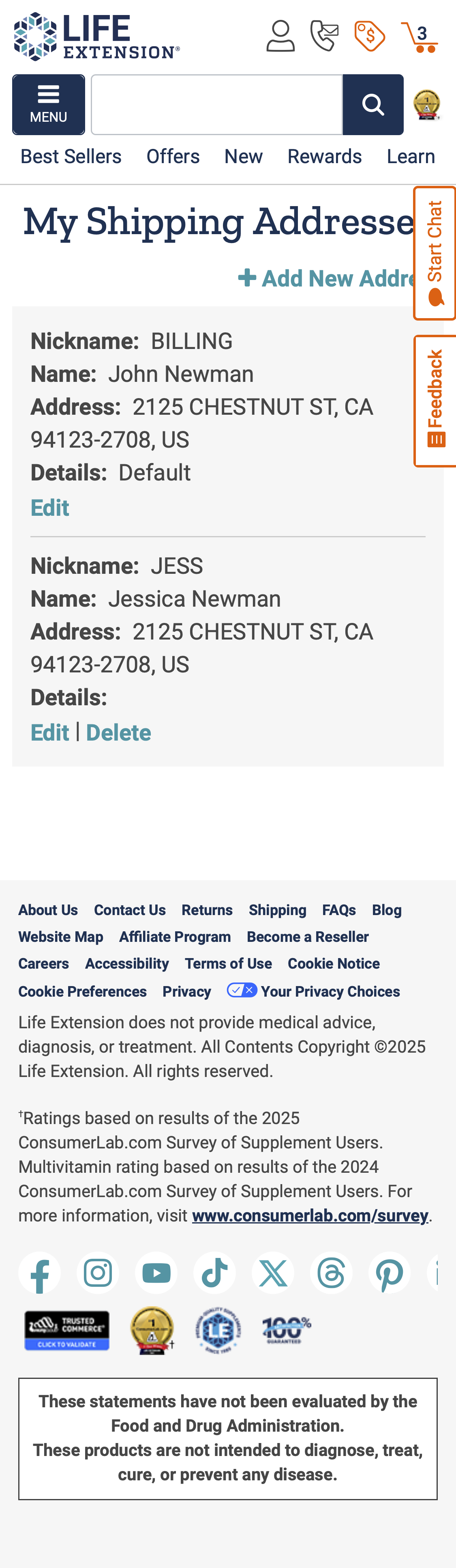 Mobile screenshot of Life Extension