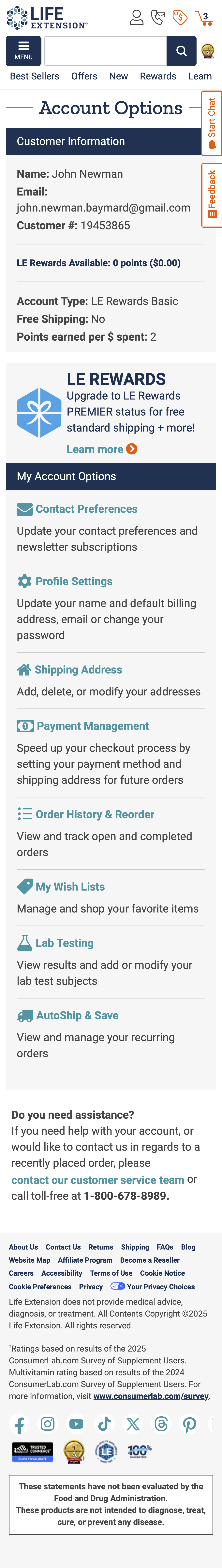 Mobile screenshot of Life Extension
