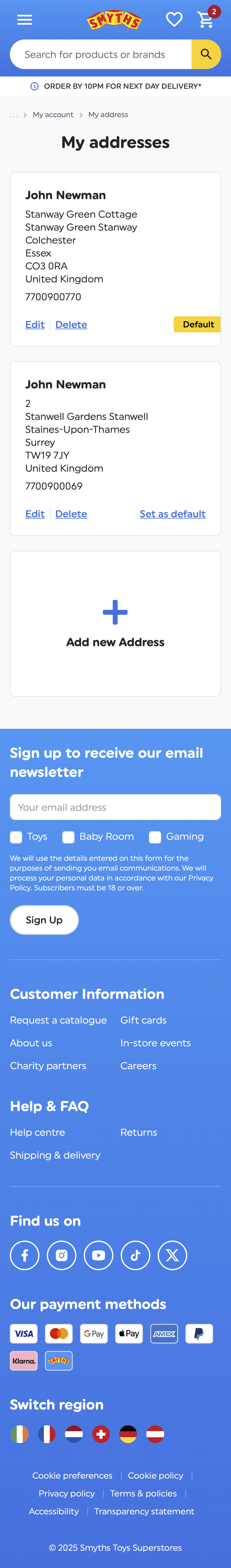 Mobile screenshot of Smyths