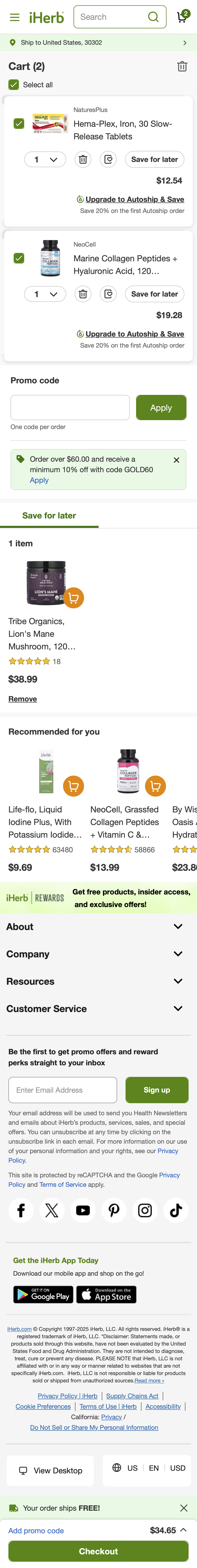 Mobile screenshot of iHerb