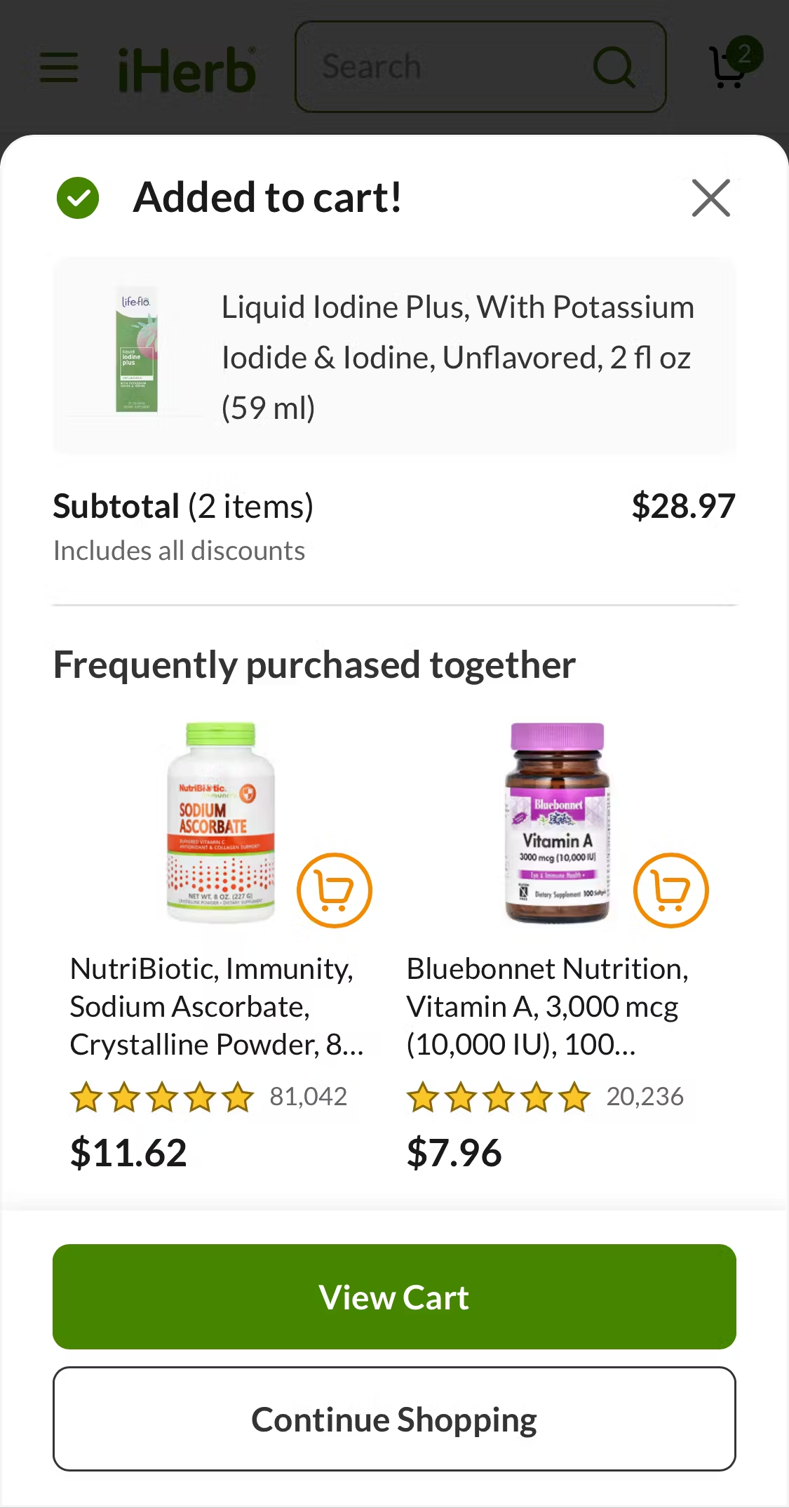 Mobile screenshot of iHerb