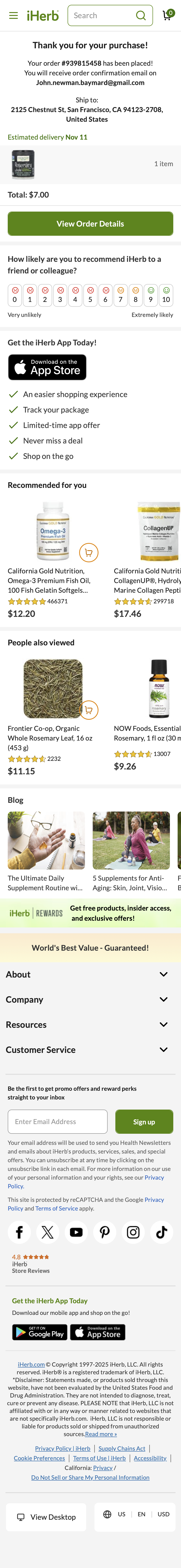 Mobile screenshot of iHerb