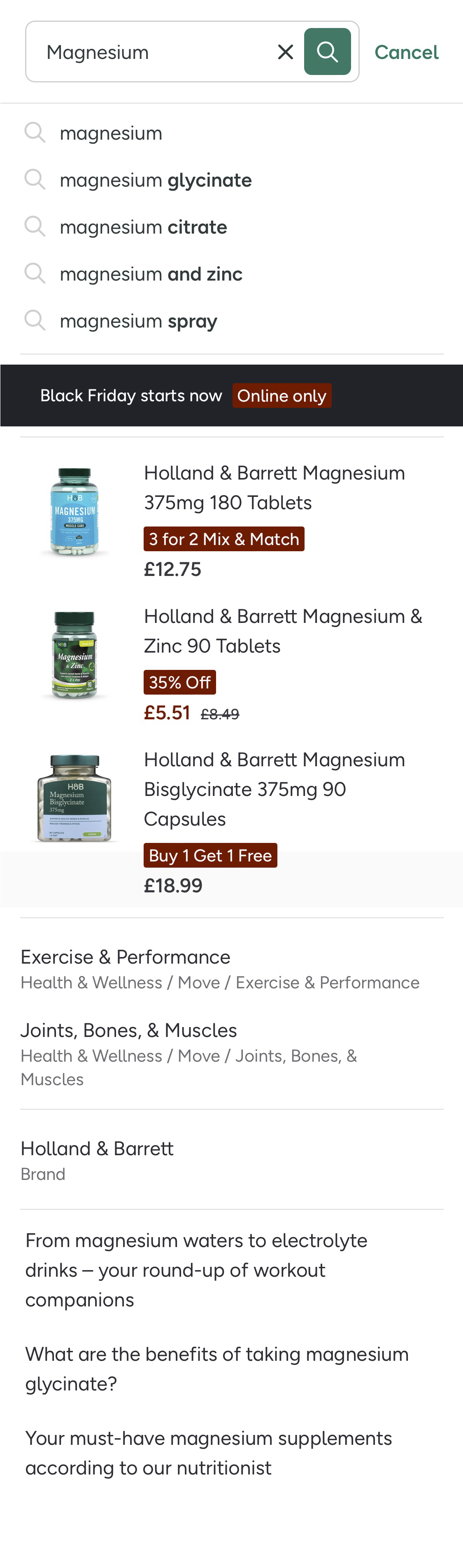 Mobile screenshot of Holland & Barrett