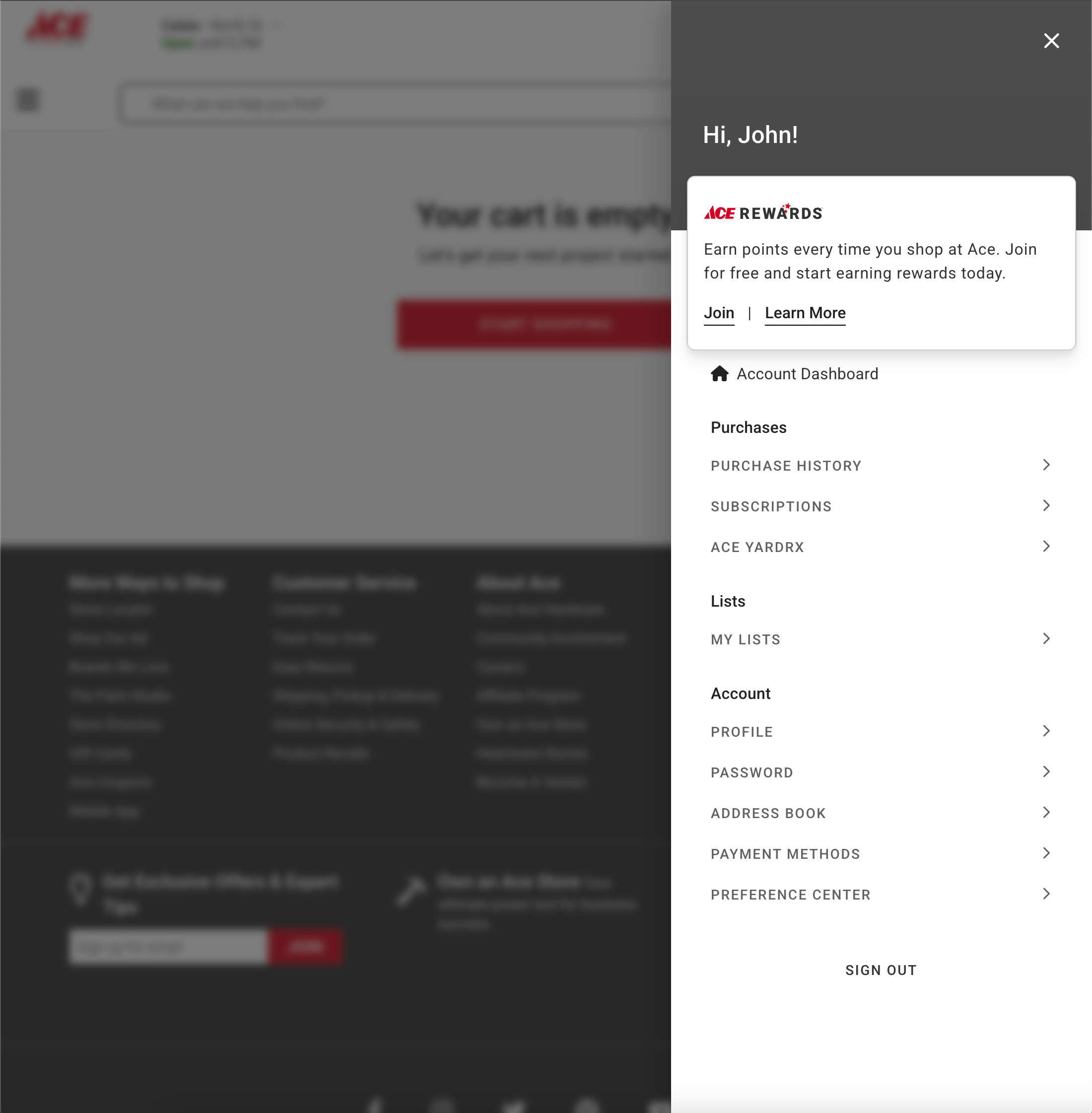 Desktop screenshot of Ace Hardware