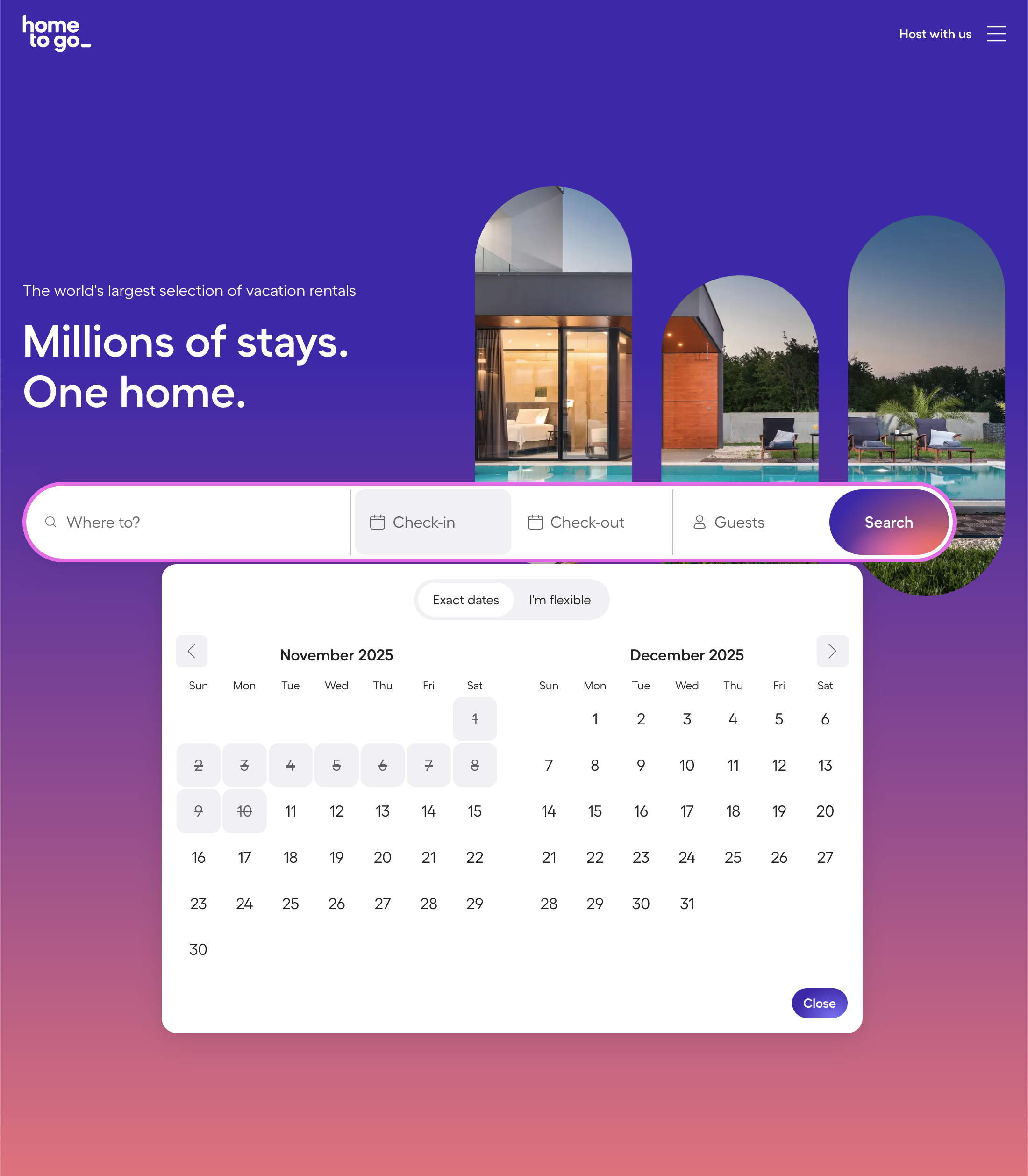 Desktop screenshot of HomeToGo