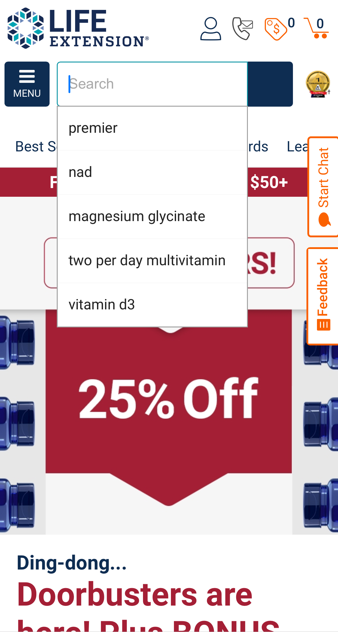 Mobile screenshot of Life Extension