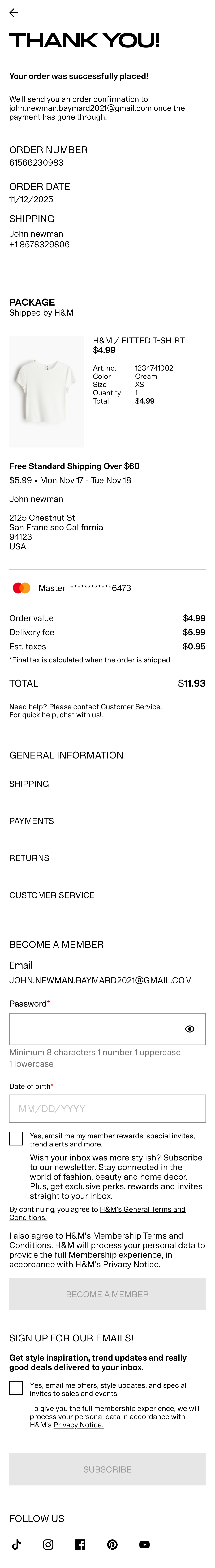 Mobile screenshot of H&M