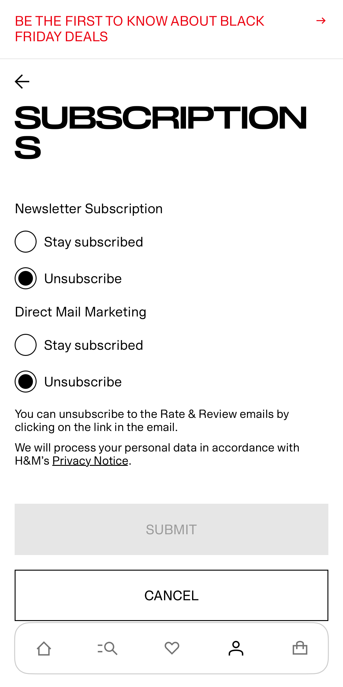 Mobile screenshot of H&M