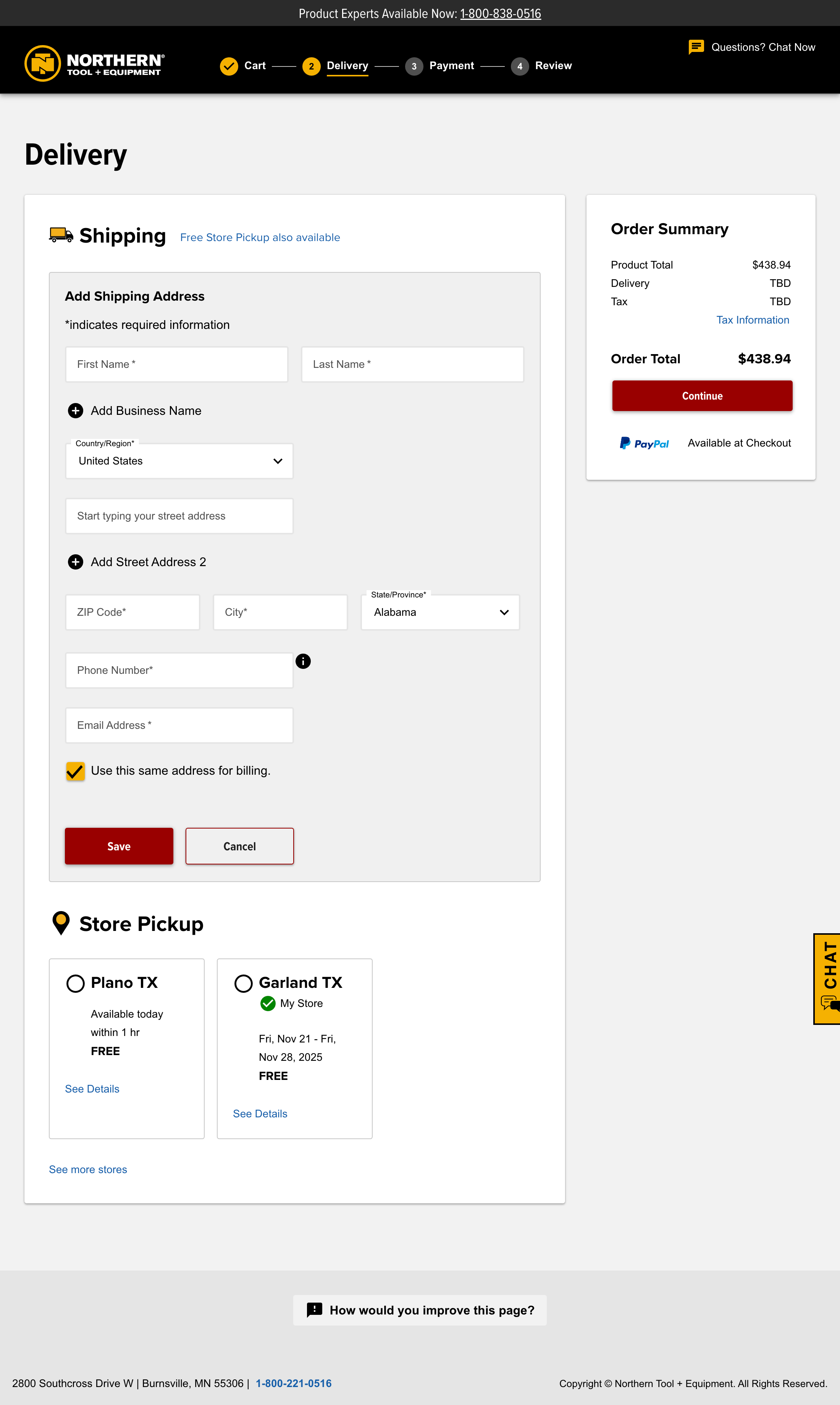 Desktop screenshot of Northern Tool