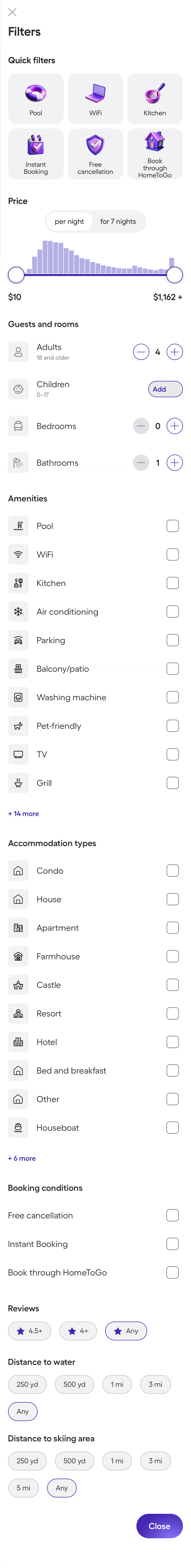Mobile screenshot of HomeToGo