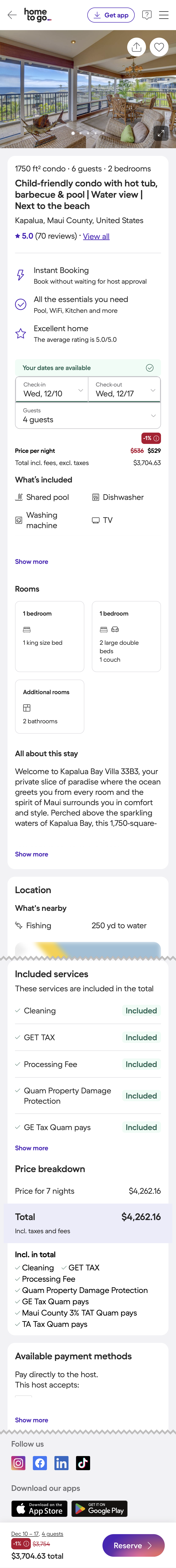 Mobile screenshot of HomeToGo