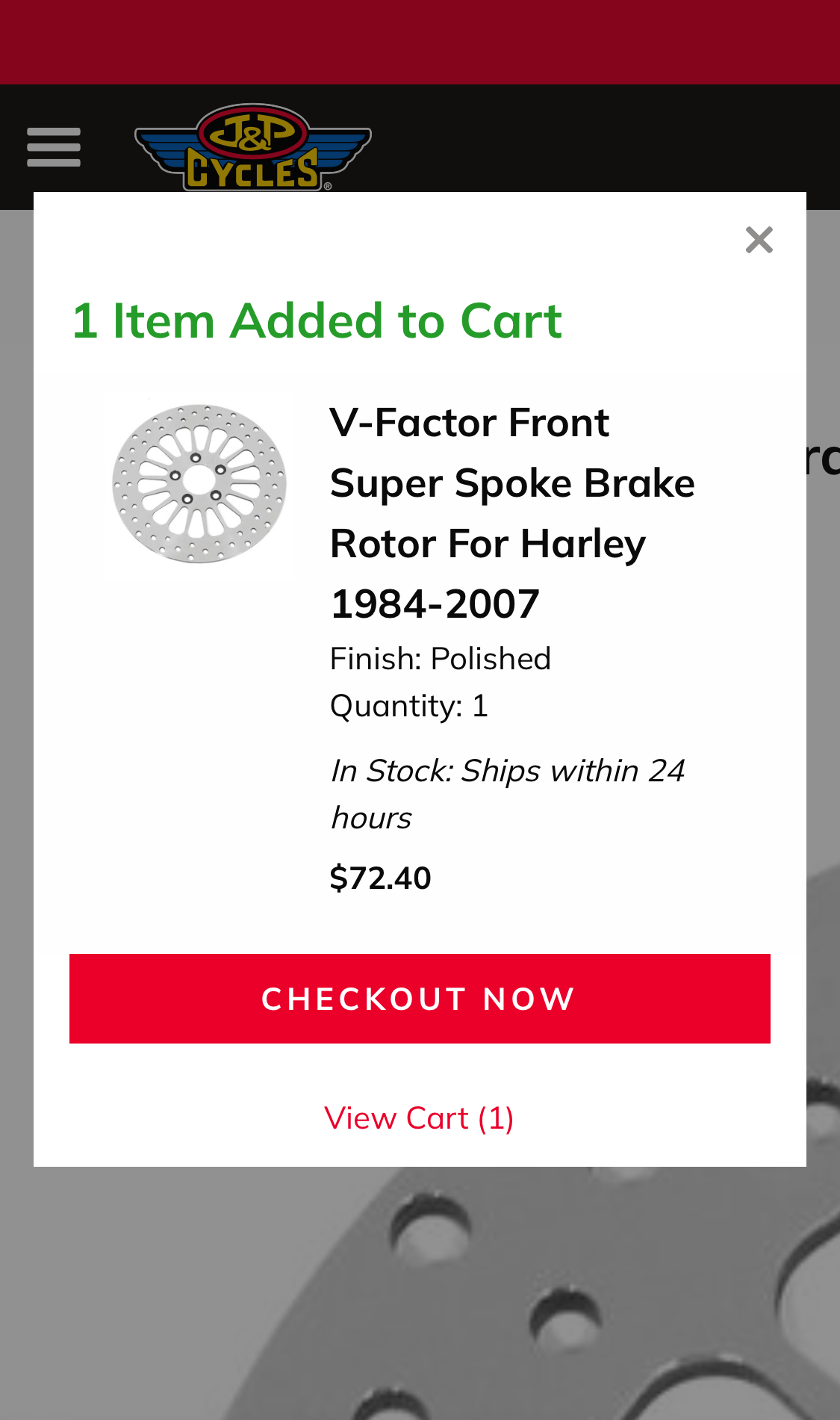 Mobile screenshot of J&P Cycles