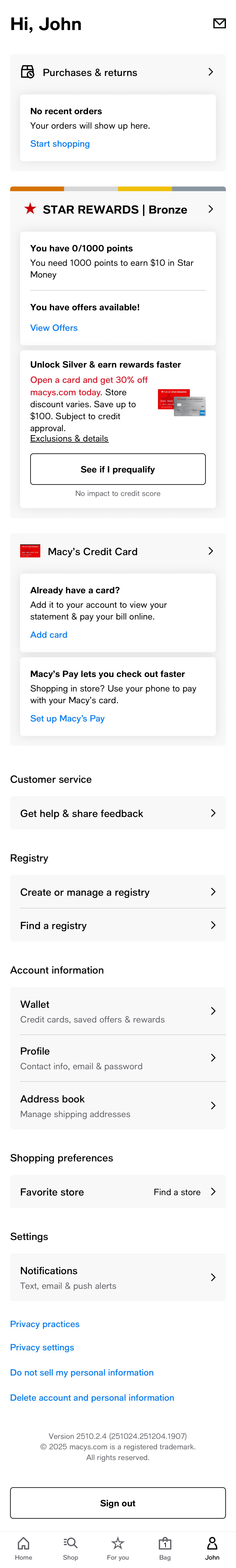 Mobile screenshot of Macy’s
