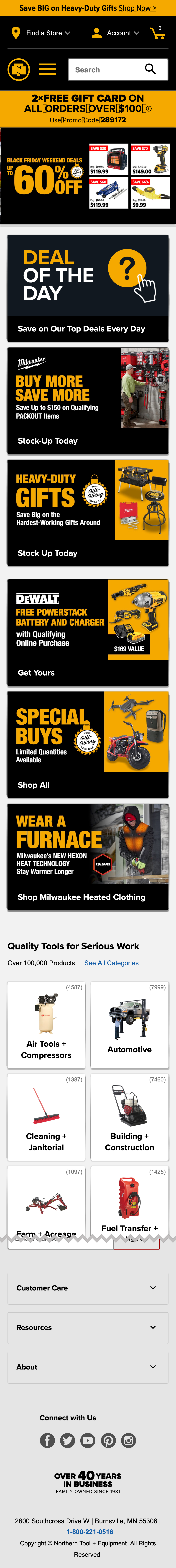 Mobile screenshot of Northern Tool