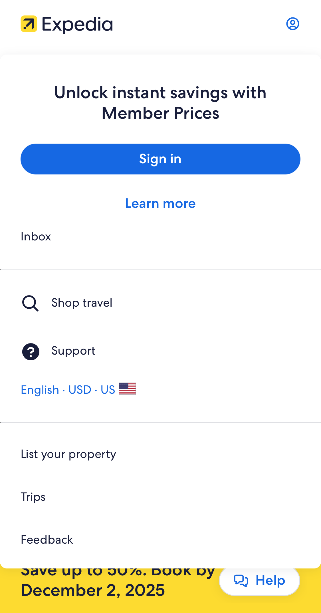 Mobile screenshot of Expedia