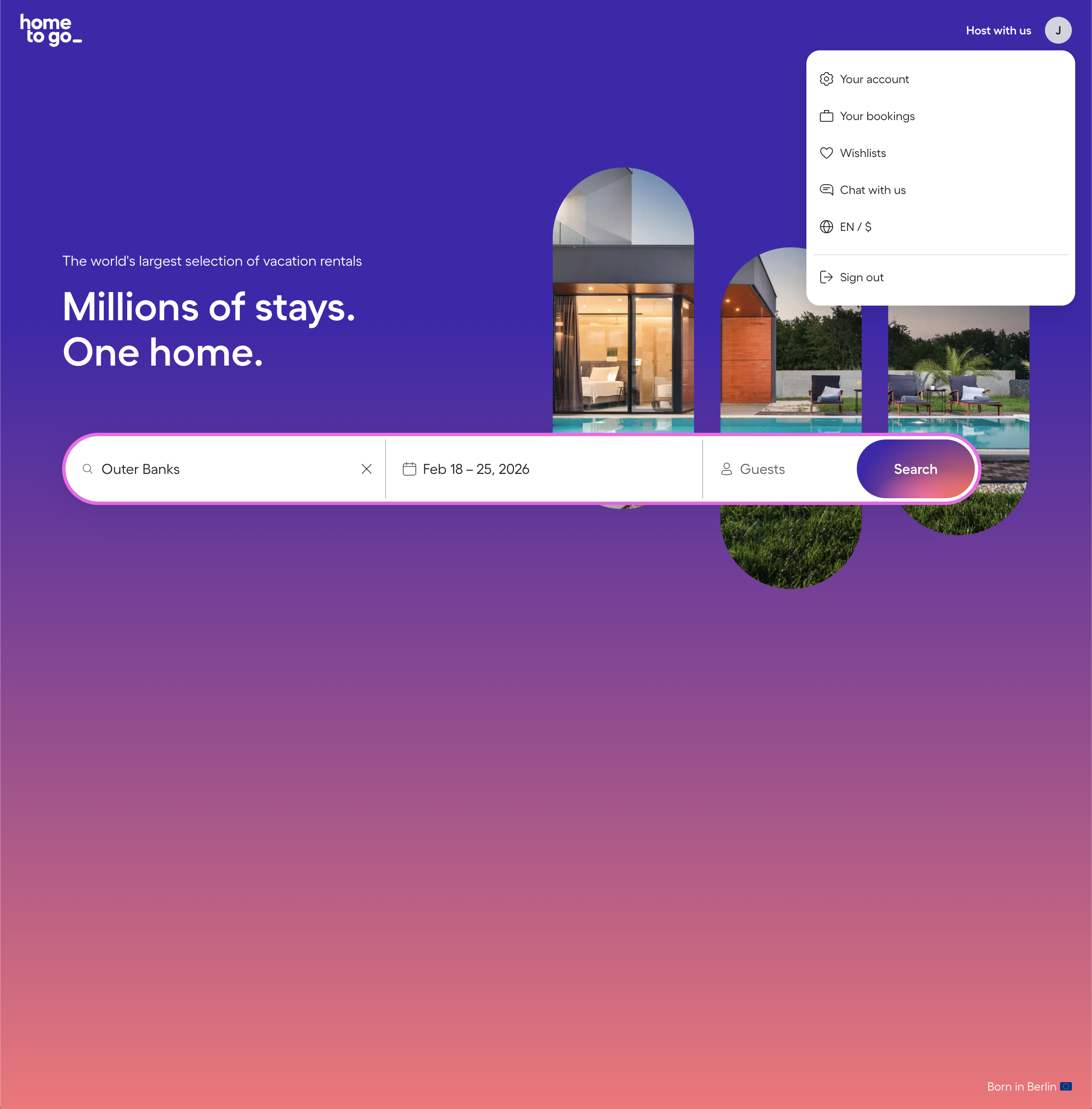 Desktop screenshot of HomeToGo