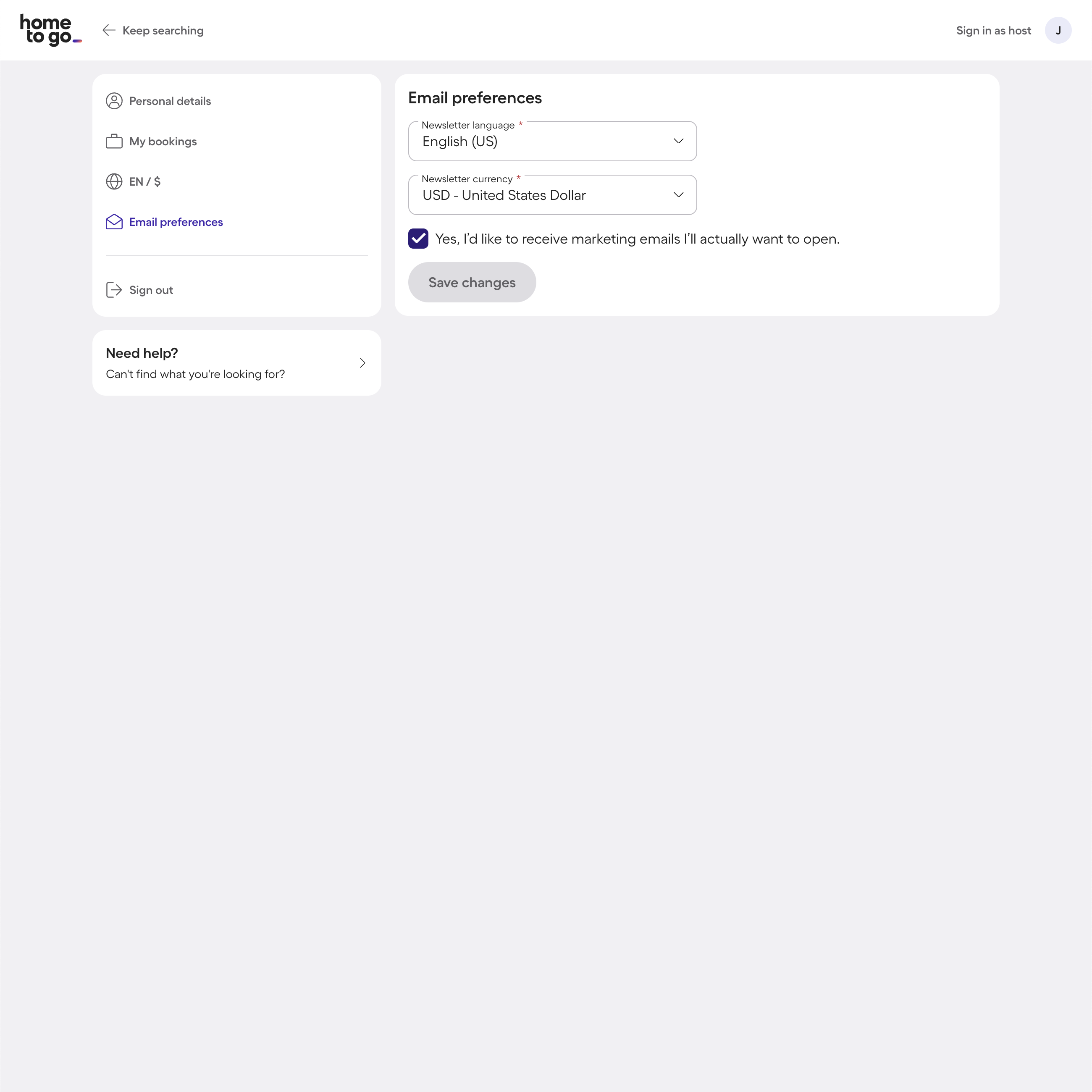 Desktop screenshot of HomeToGo