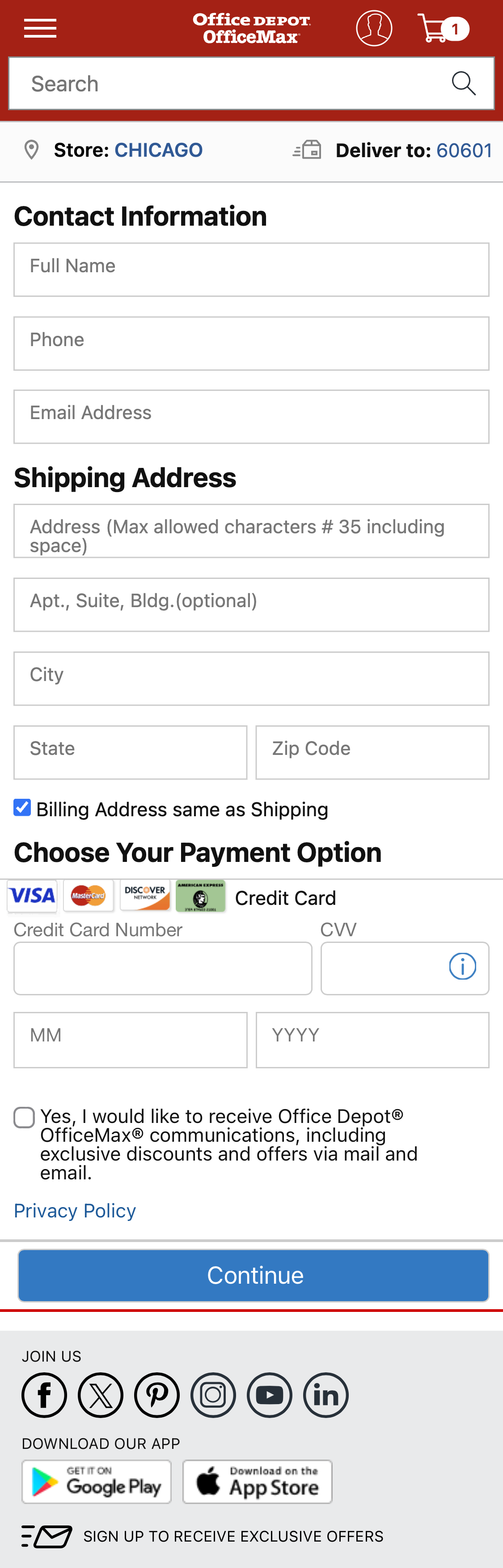 Mobile screenshot of Office Depot