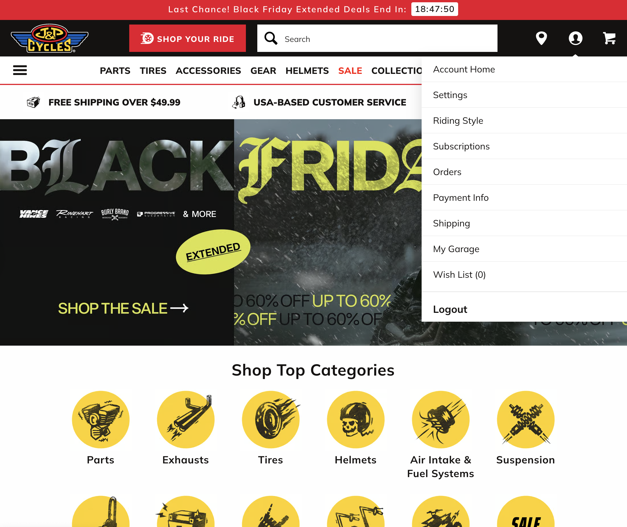 Desktop screenshot of J&P Cycles