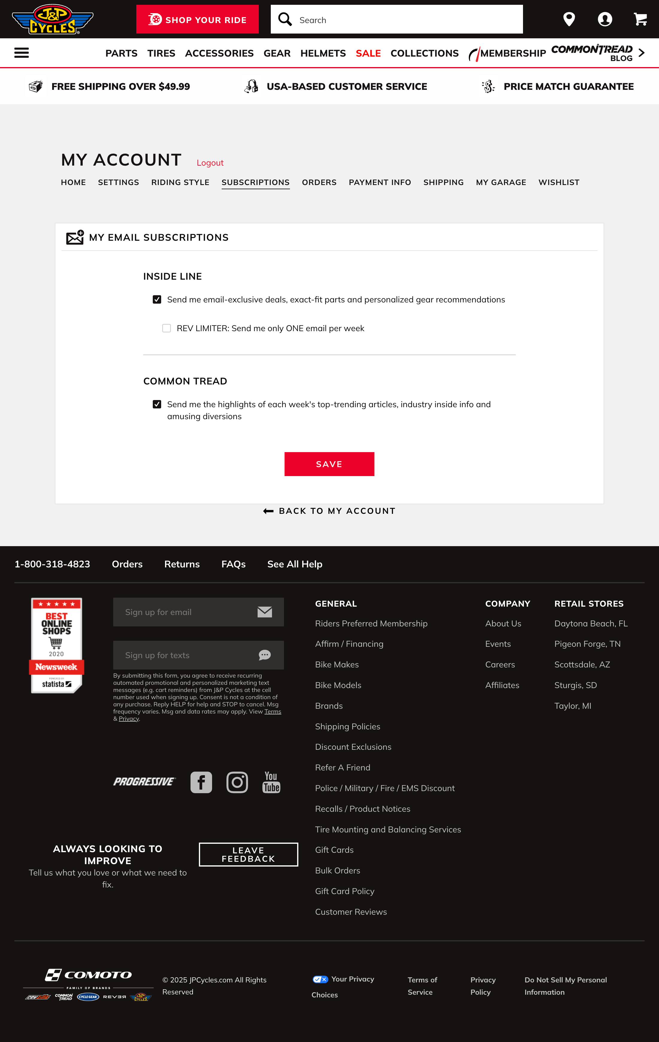 Desktop screenshot of J&P Cycles